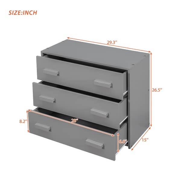 dimension image slide 3 of 6, Wood Loft Bed with Ladder, Drawers and Safe Guardrail, Maximized Storage Space, Twin Size