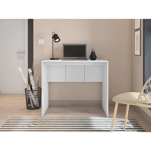 Modern Computer Desk 35 in Wide Home Office Desk Furniture for Small Spaces Minimalist Design