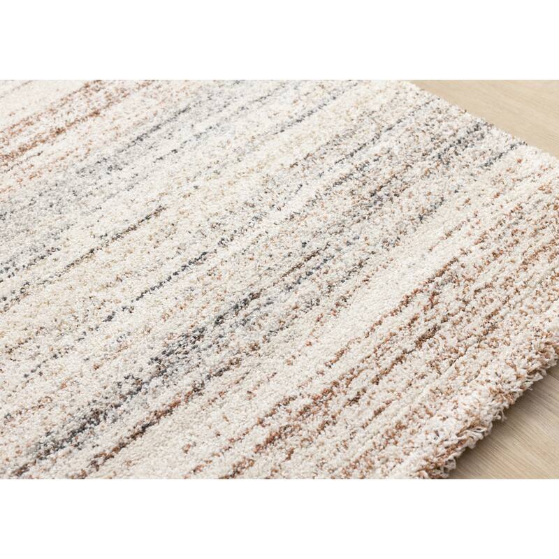 Maverick Collection - Modern White Grey Orange Plush Area Rug