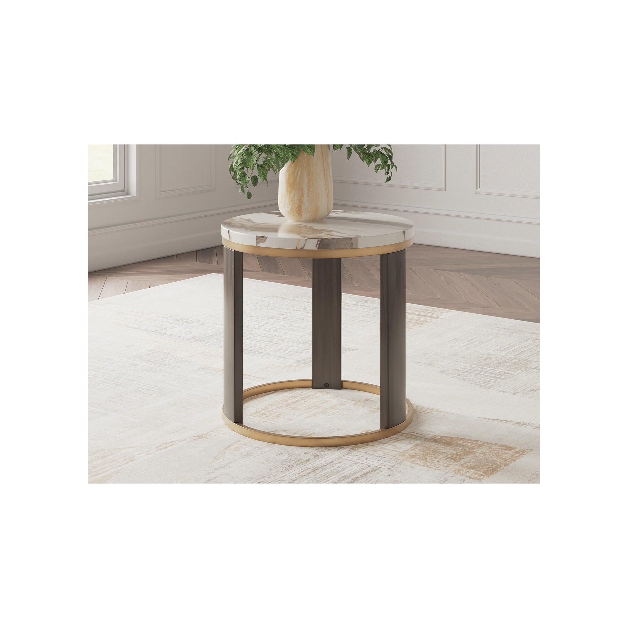 Signature Design by Ashley Jazmore Brown/Gold End Table - 24" W x 24" D x 24" H