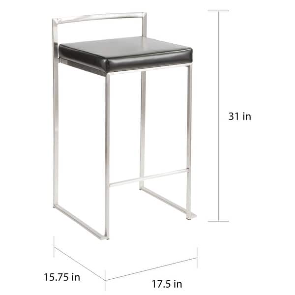 dimension image slide 0 of 2, Lumisource Stackable Counter Stool with Camel Faux Leather - Set of 2 - 16"Lx17.5"Wx31"H