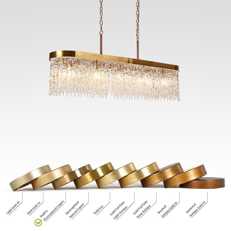 Modern 5-Light Crystal Chandelier Island Lights for Kitchen Island - Gold - 43.3" W x 19.2" H x 10" D