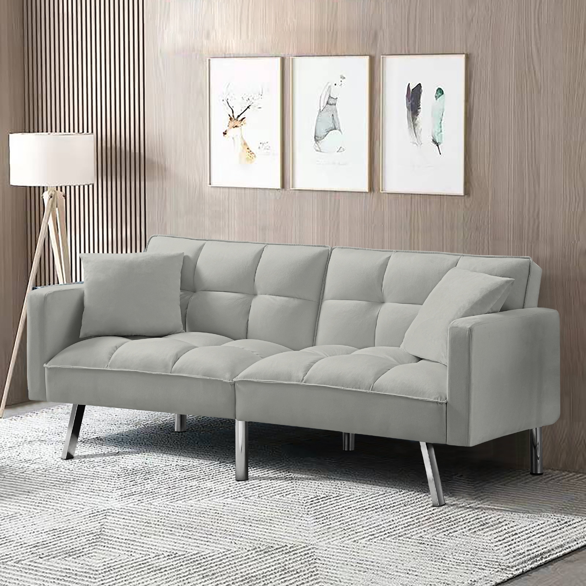 Modern convertible futon sofa bed sleeper store adjustable couch twin size living room