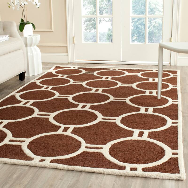 SAFAVIEH Handmade Cambridge Nurije Modern Moroccan Wool Rug - 6' x 9' - Dark Brown/Ivory