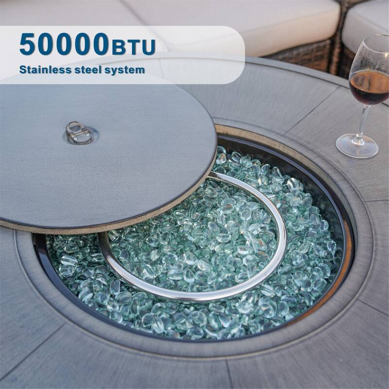 Patio Wicker Delicate and Exquisite Round Firepit Table
