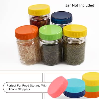 12 Pcs Assorted Color Plastic Mason Jar Lids Regular Mouth Mason Canning Jars