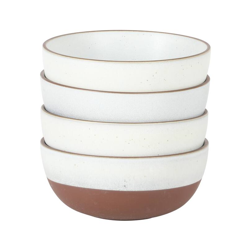Gibson Elite William Crest 4 Piece Cereal Bowl Set, 6.25" Round Stoneware Reactive Glaze Finish, Soup, Dessert & Snack Bowls