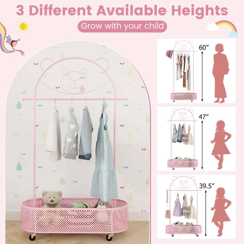 Costway Kid Clothes Rack with 3 Adjustable Heights Home Freestanding - See Details