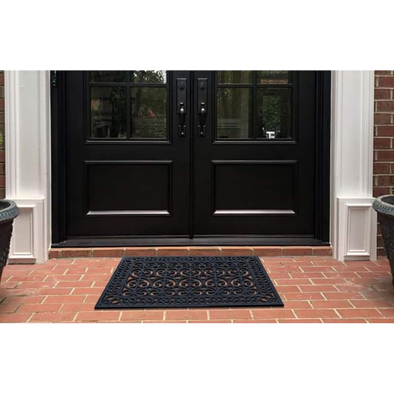 A1HC Outdoor Floor Mat, Rubber 24"x36” outside entryway Scrapes Shoes Clean of Dirt Heavy Duty Doormat for Indoor Outdoor