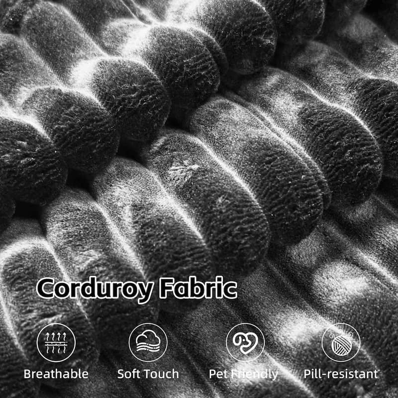 95.2" Modern L-Shaped Corduroy Sectional Sofa, No Assembly Reqired