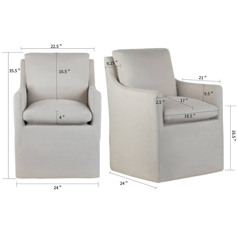 Axel Beige Fabric Accent Chair with Down Feathers