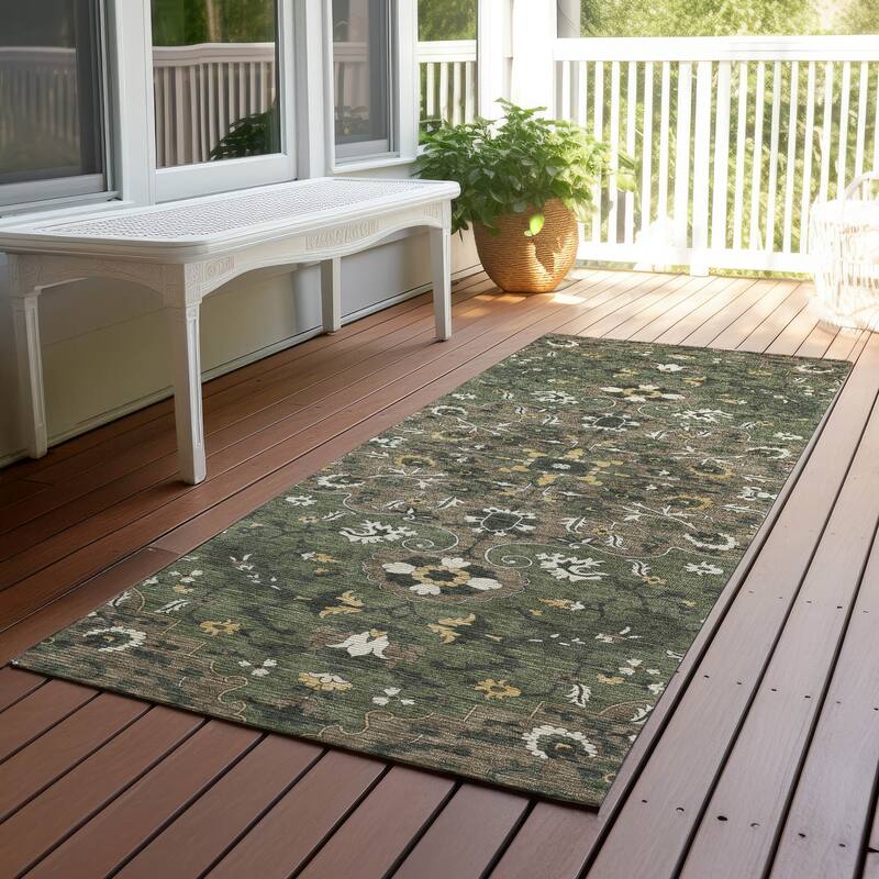 Machine Washable Indoor/ Outdoor Traditional Savannah Chantille Rug - Brown - 2'3" x 7'6"