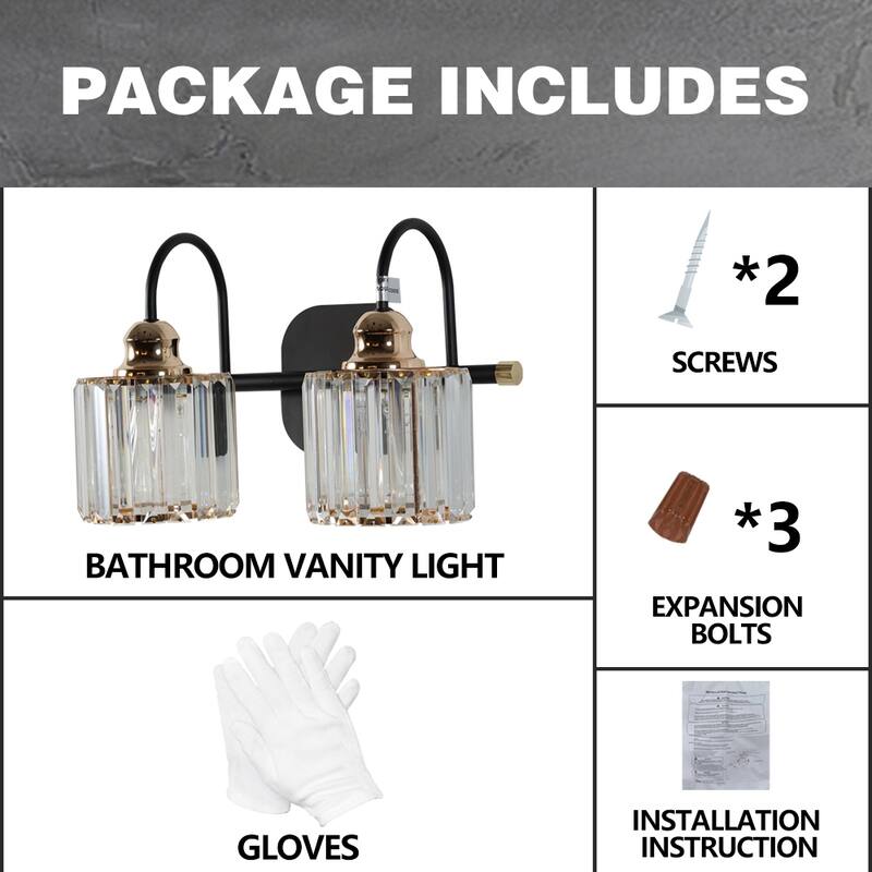 ExBrite Modern Rose Gold Dimmable Bathroom Crystal Vanity Lights
