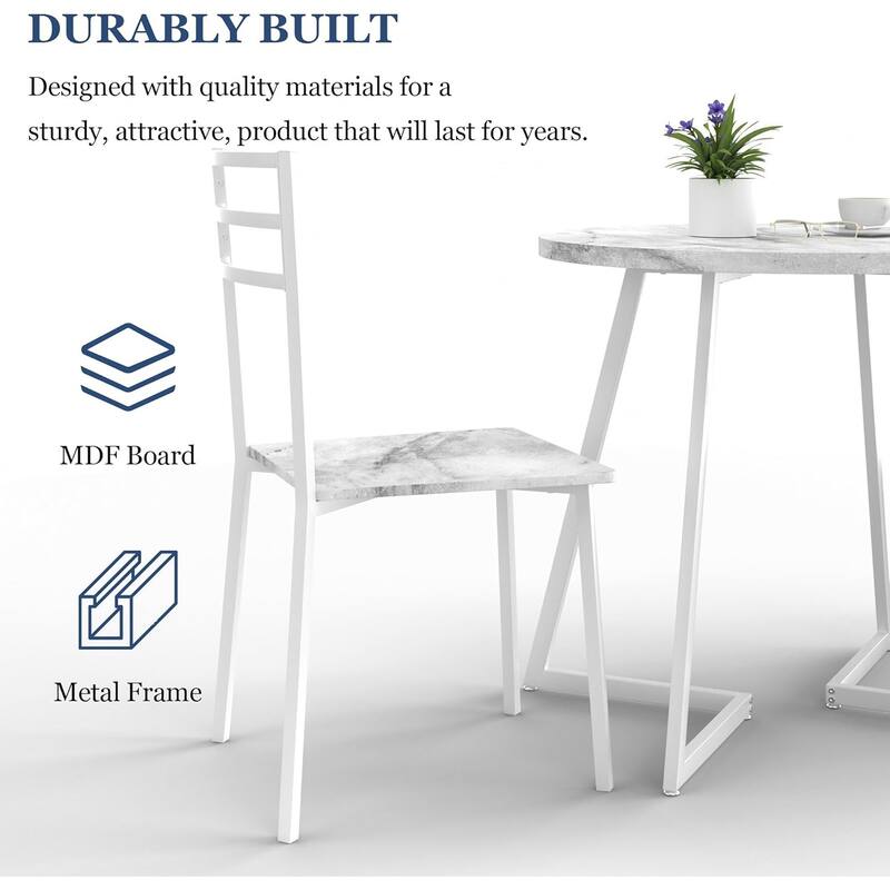 VECELO Round Dining Table, Metal Frame Dining Chairs, Modern Dining Table and Chairs Set for 2-4 People, 3 Options