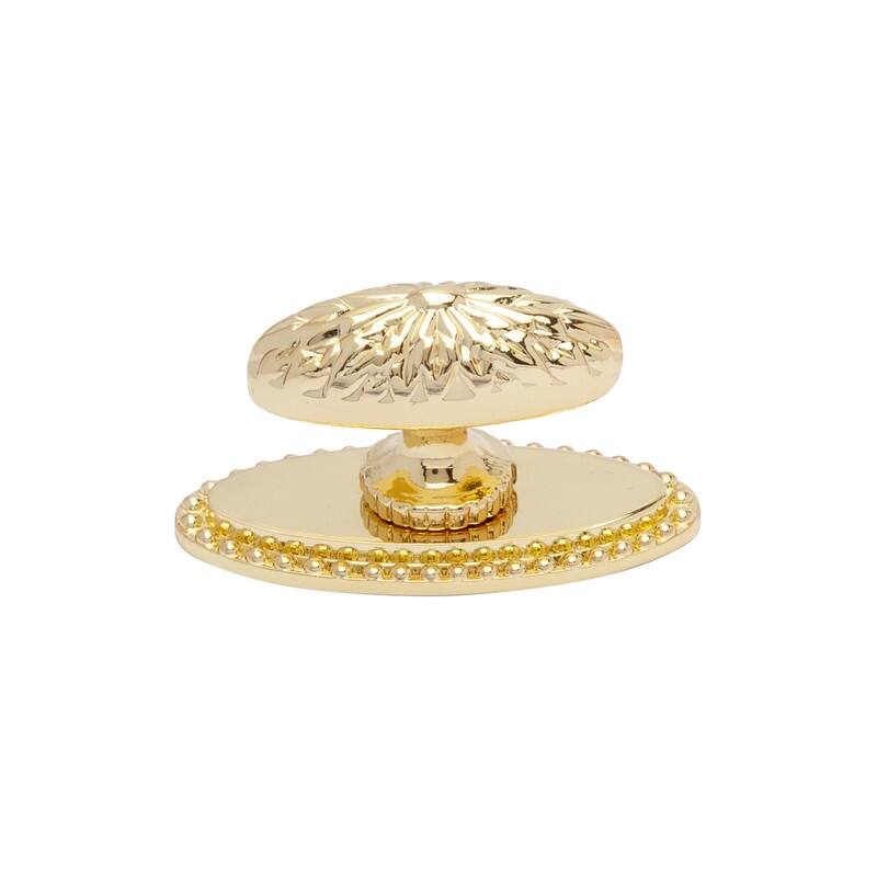 Utopia Alley Megan Cabinet Ring Pull Knob - Vintage Cabinet Polished Gold Hardware with Hand, Pull Knobs 1.9" - 5 pack - Gold