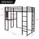preview thumbnail 2 of 6, Black Twin Size Metal Loft Bed, Long Desk, Wooden Shelves, Guardrails, Built-in Ladders