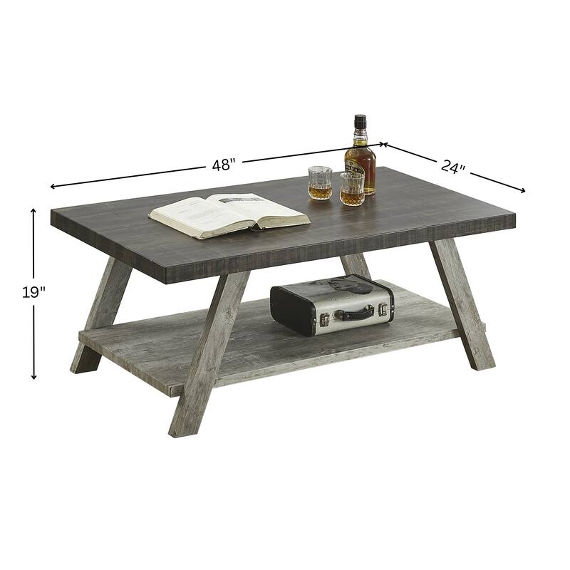 Roundhill Furniture The Gray Barn Cedar Ridge Contemporary Replicated Wood Shelf Coffee Table