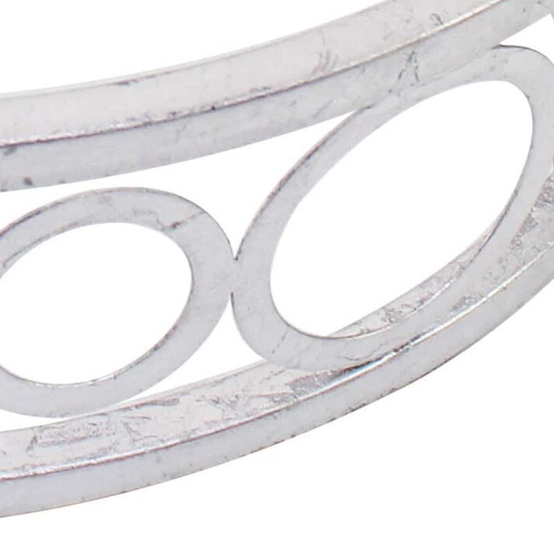 Round Metal Tray Set of 2 with Geometric Mirror Panel Inserts, Silver