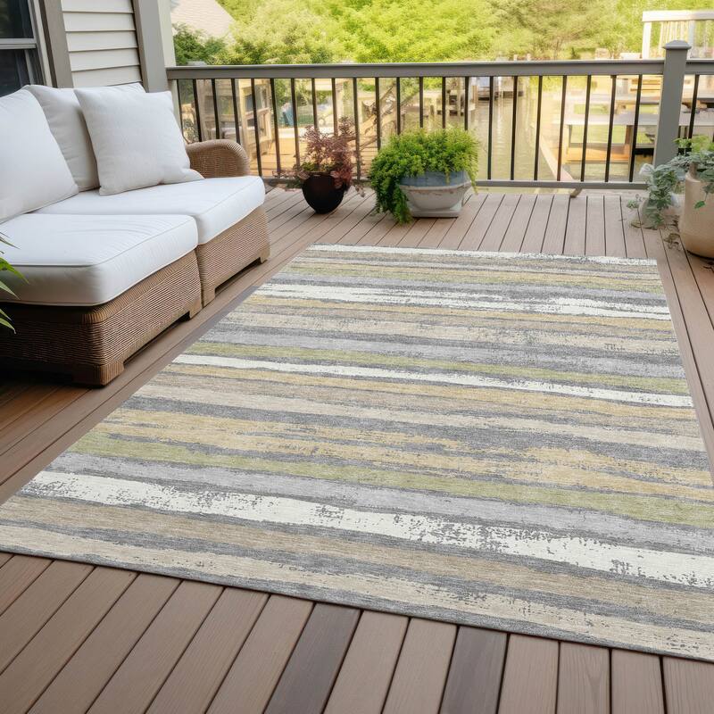 Machine Washable Indoor/ Outdoor Chantille Stripe Rug - Gray - 2'6" x 3'10"