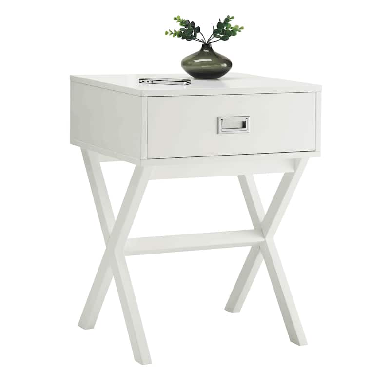 End Table with Large Trunk Drawer and Smooth Surface Top, Modern Storage Side Table for Concealed Living Room Essentials - 15.75
