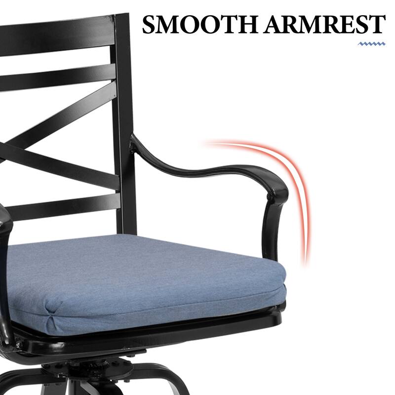 All-Weather Patio Outdoor Indoor Aluminum Swivel Bar Stools with Sunbrella Cushion