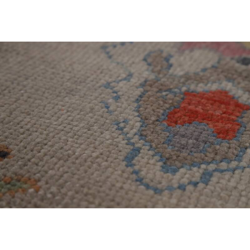 Hand Knotted Oriental 100% Wool Carpet Transitional Geometric Beige & Ivories Oushak Area Rug - 12' 4'' X 8' 11''