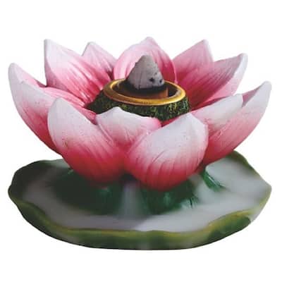 Q-Max 3"W Pink Lotus Flower Backflow Incense Burner