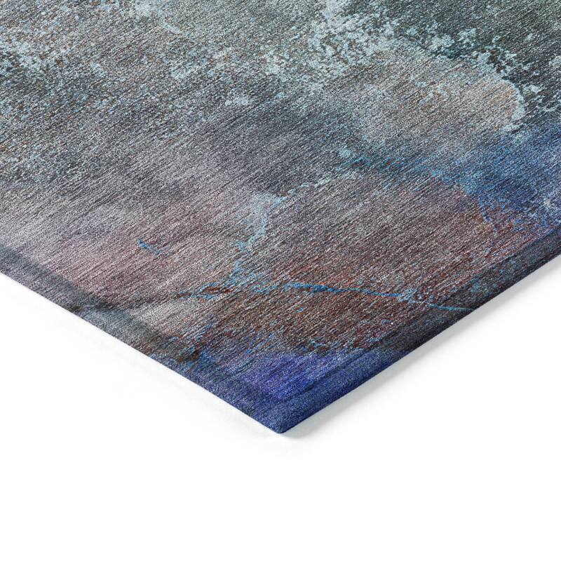 Machine Washable Indoor/ Outdoor Abstract Watercolor Chantille Rug