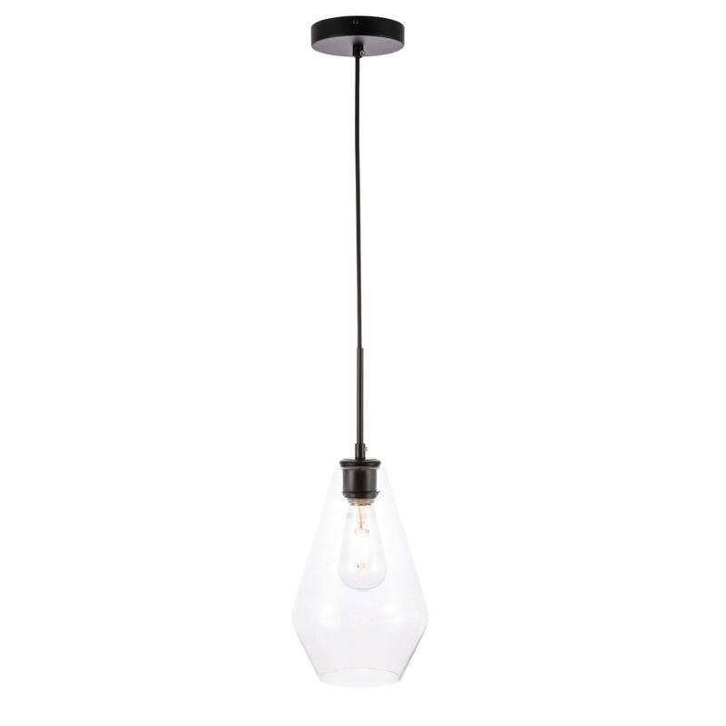 Gerald 1-light Elongated Glass Shade Hanging Pendant Light - 12.2/7.1 - Black/Clear