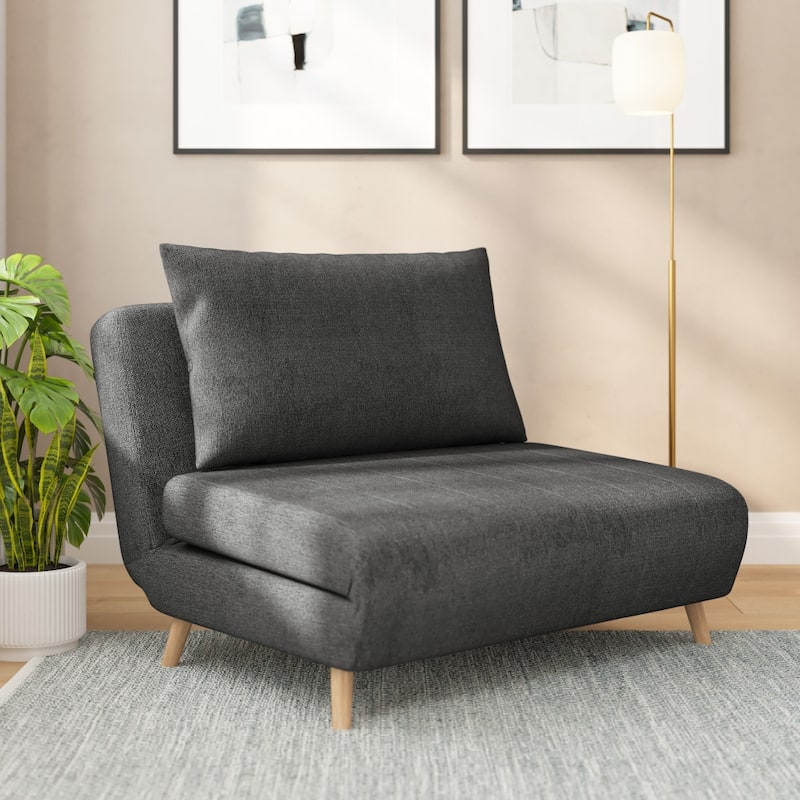 Foldable Sleep Chair with Hideaway Legs and Backrest Pillow - 75.5"D x 41"W x 30"H - Dark Gray