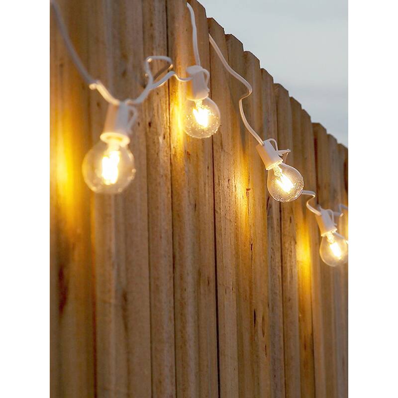 Brightech Ambience Pro 12-Light 26 Ft White Indoor/Outdoor Plug-In NonHanging LED 1-Watt G40 2700K Soft White Bulb String Lights