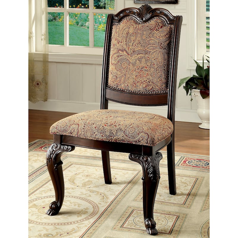 Furniture of America Kova Traditional Cherry Fabric Formal Dining Chairs (Set of 2) - Brown Cherry