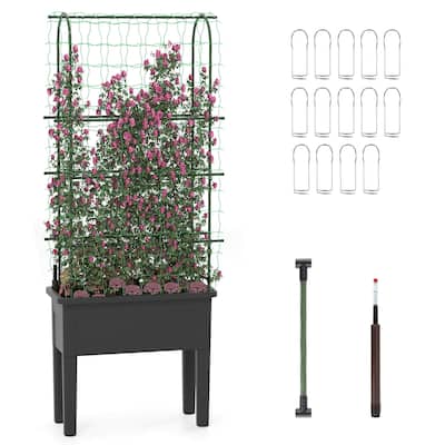 Costway Raised Garden Bed Planter Box with Climbing Trellis Water - See Details