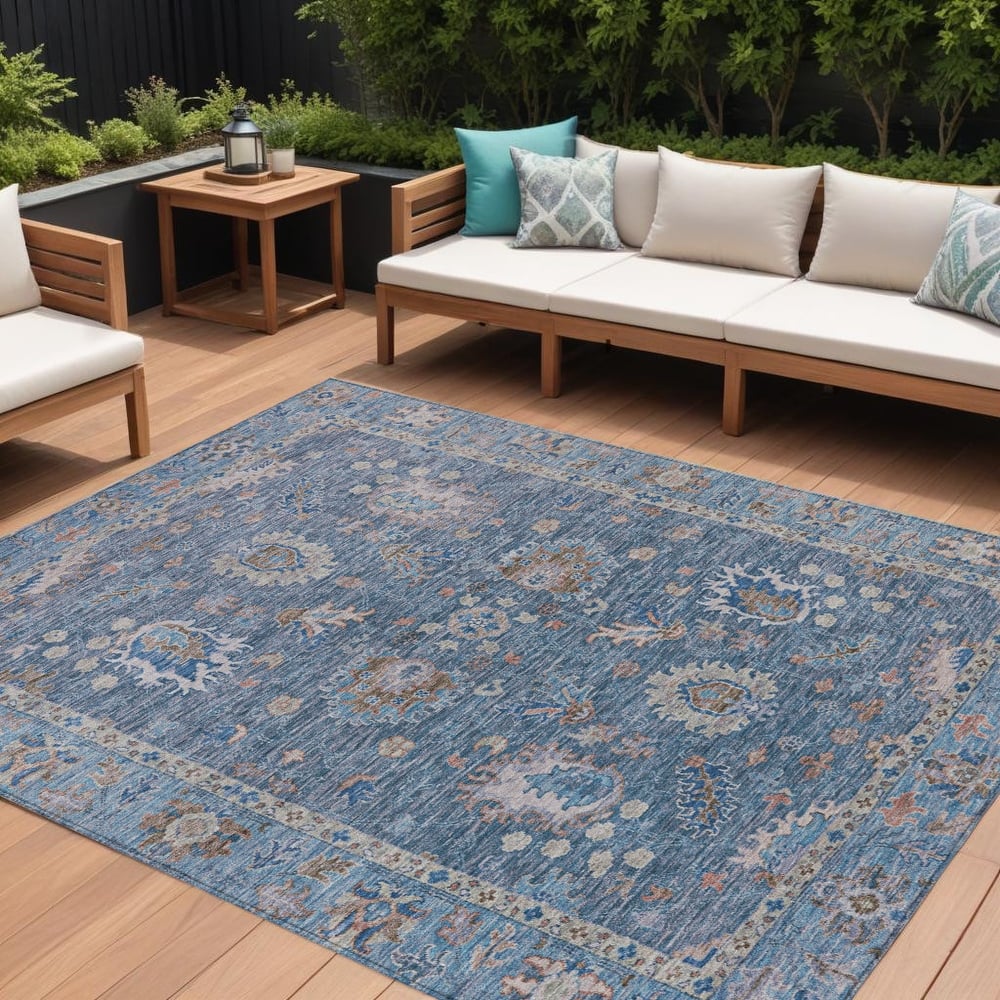 HomeRoots Floral Traditional Rectangle Outdoor Rug