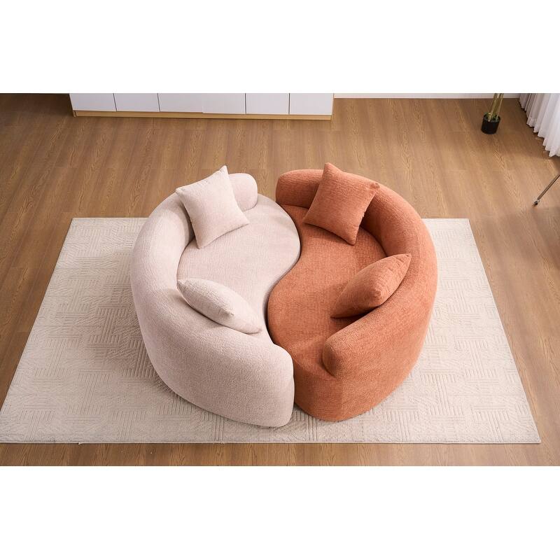 Single S-Curved Chenille Sofa Chair, No Assembly