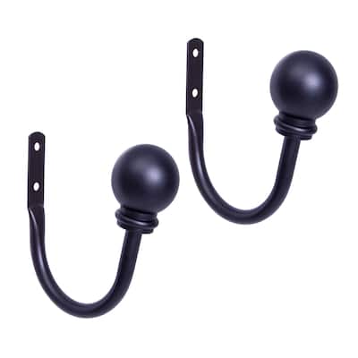 Kenney Decorative Ball Holdbacks for Curtains and Drapes, Black 2-Pack