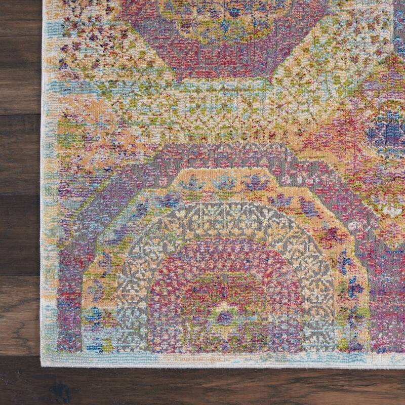 Feme Power Loomed Distressed Geometric Modern Non Skid Area Rug By HomeRoots - 90' X '63' X '0.5
