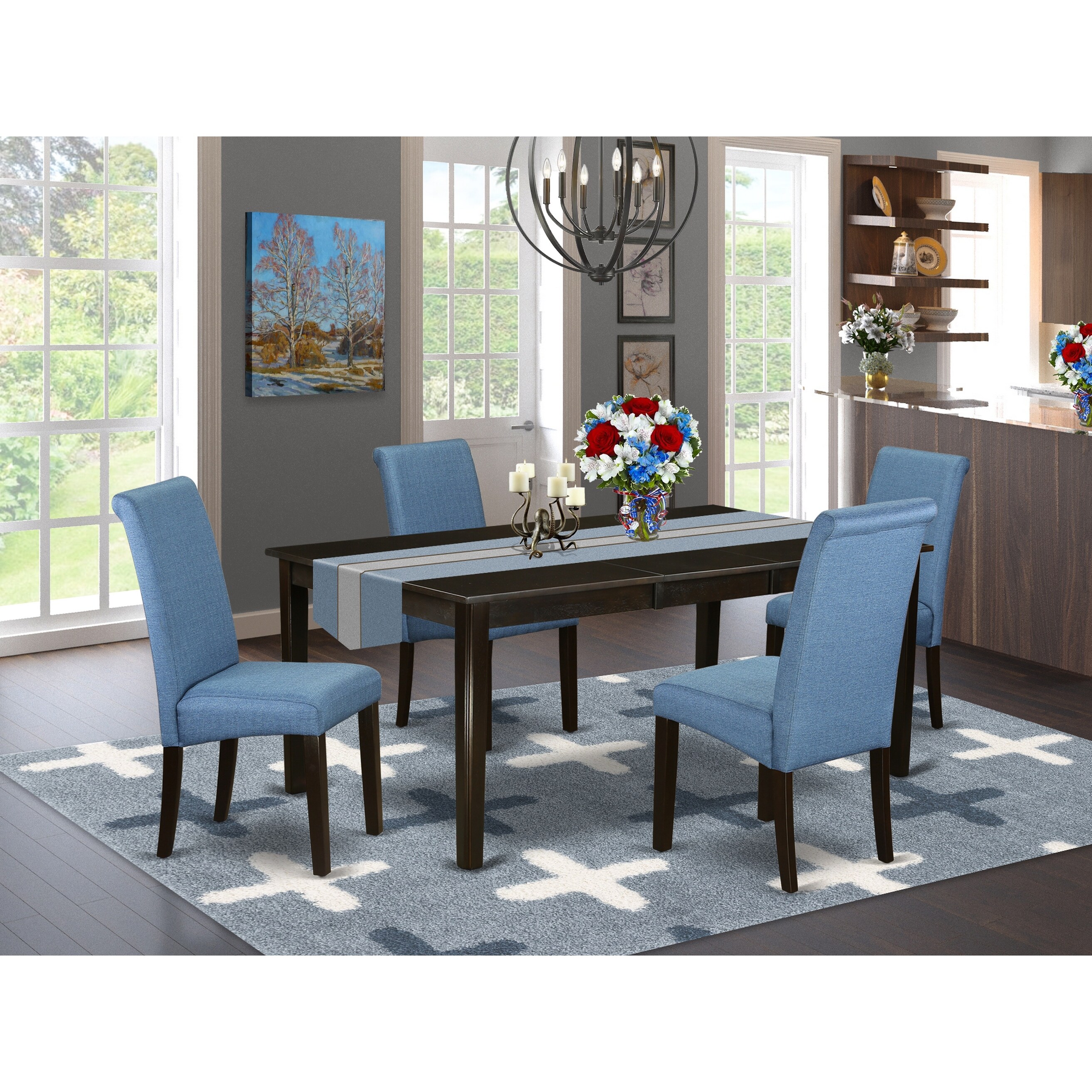 Shop 5pc Rectangular Dining Table With Elegant Parson Chairs