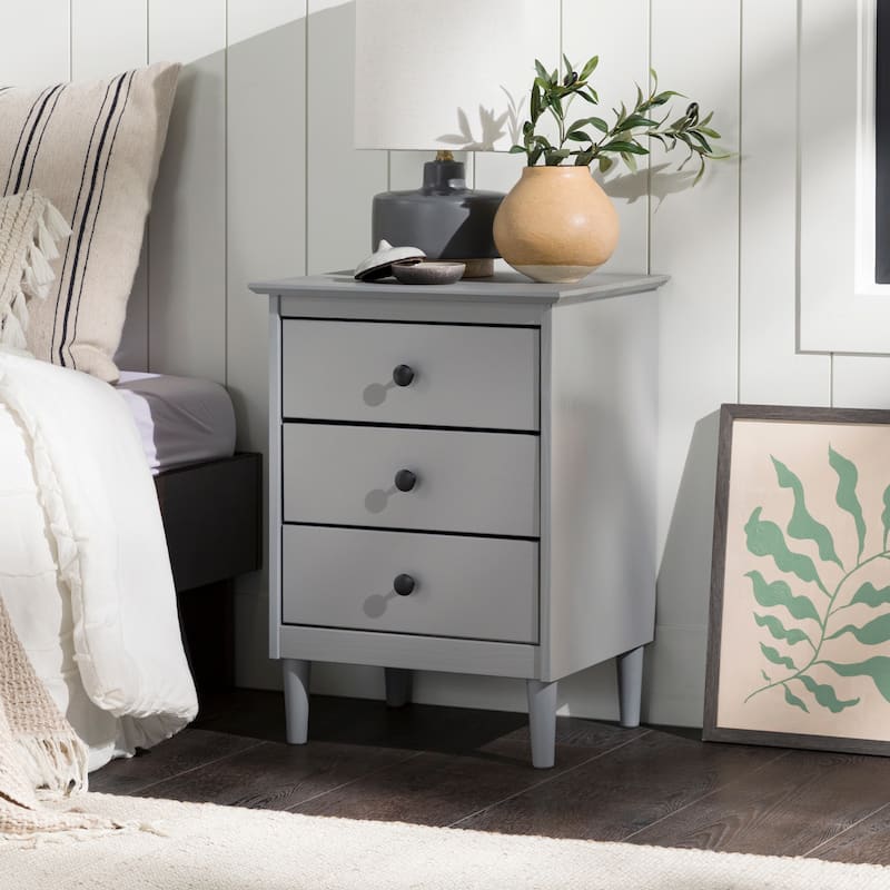 Walker Edison Bullrushes Solid Wood 3-Drawer Nightstand