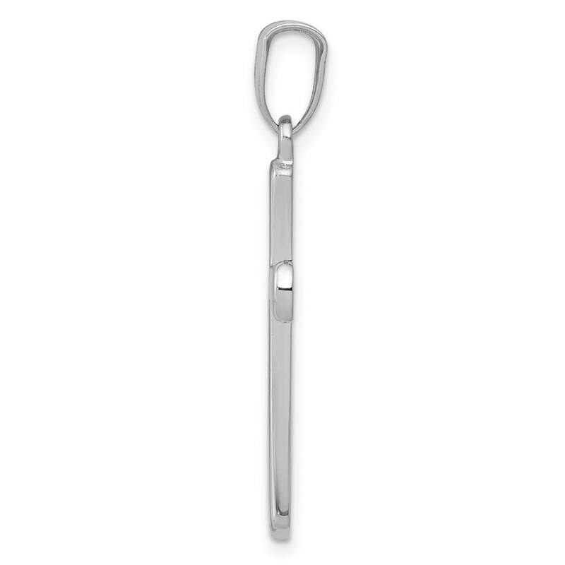 Curata 14k White Gold 18" Polished Smal Rounded Cross Necklace - 23x16mm