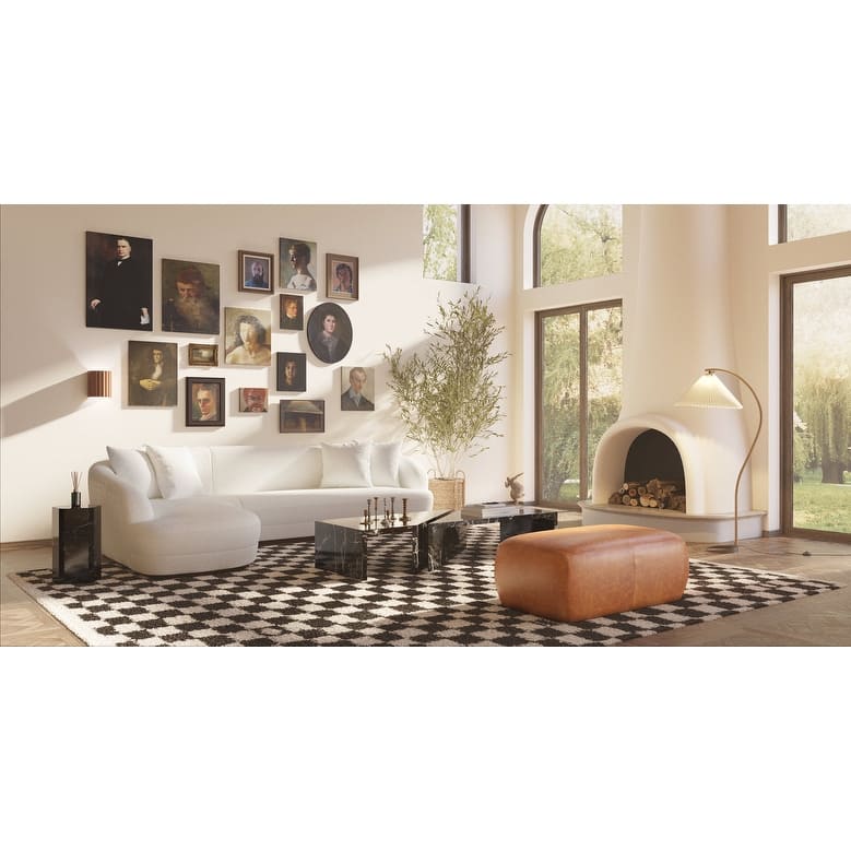 Poly & Bark Denver Leather Ottoman - Full Grain Genuine Italian Leather