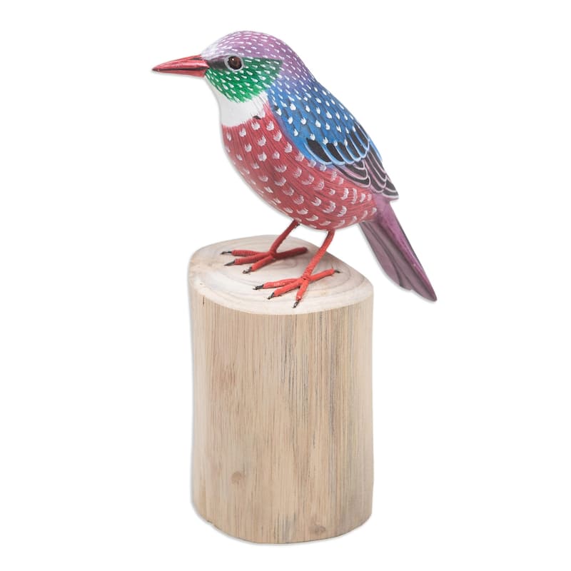 Novica Handmade Starling Spreeuw Wood Statuette