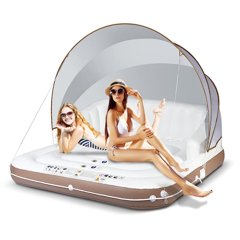 Costway Floating Island Inflatable Swimming Pool Float Lounge Raft