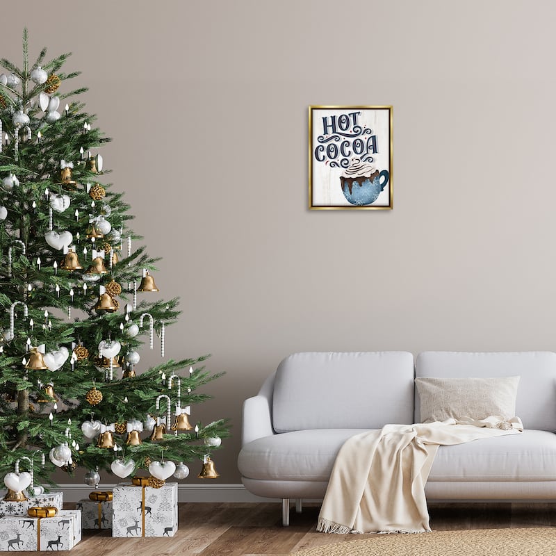Stupell Warm Rustic Hot Cocoa Framed Floater Canvas Wall Art Design By Kim Allen