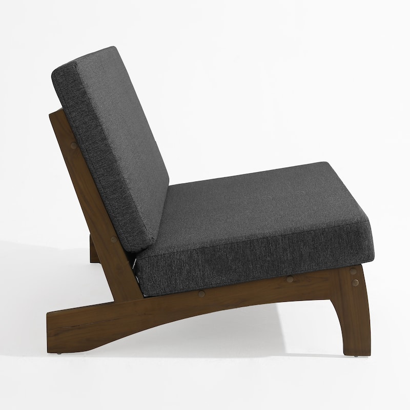 Outdoor Furniture Teak Wood Armless Loveseat Sofa With Cushion