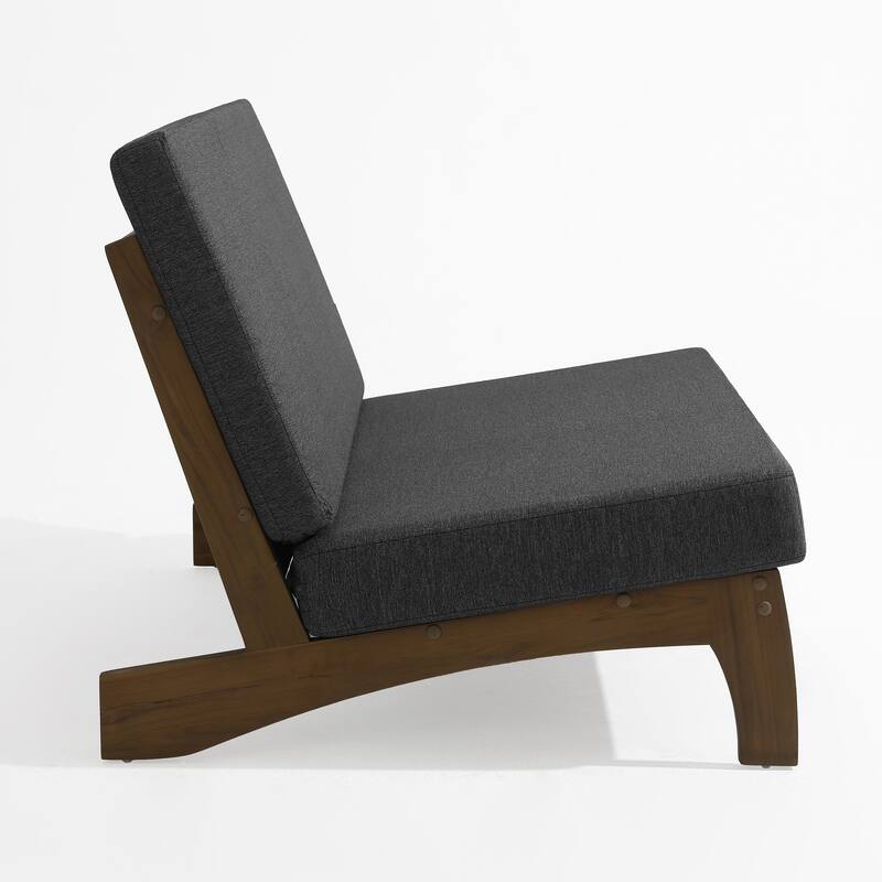 Outdoor Patio Solid Wood Chairs Loveseat Table Chat Set with Cushion