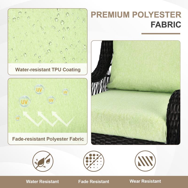 Aoodor Outdoor Deep Seat Cushion Set, Waterproof Patio Furniture Cushions with Adjustable Straps & Removable Cover