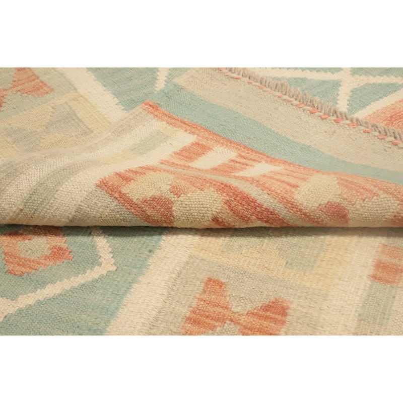Hand Woven Oriental 100% Wool Carpet Southwestern Tribal Navy Blue & Blues Kilim Runner Rug - 10' 0'' X 2' 9''