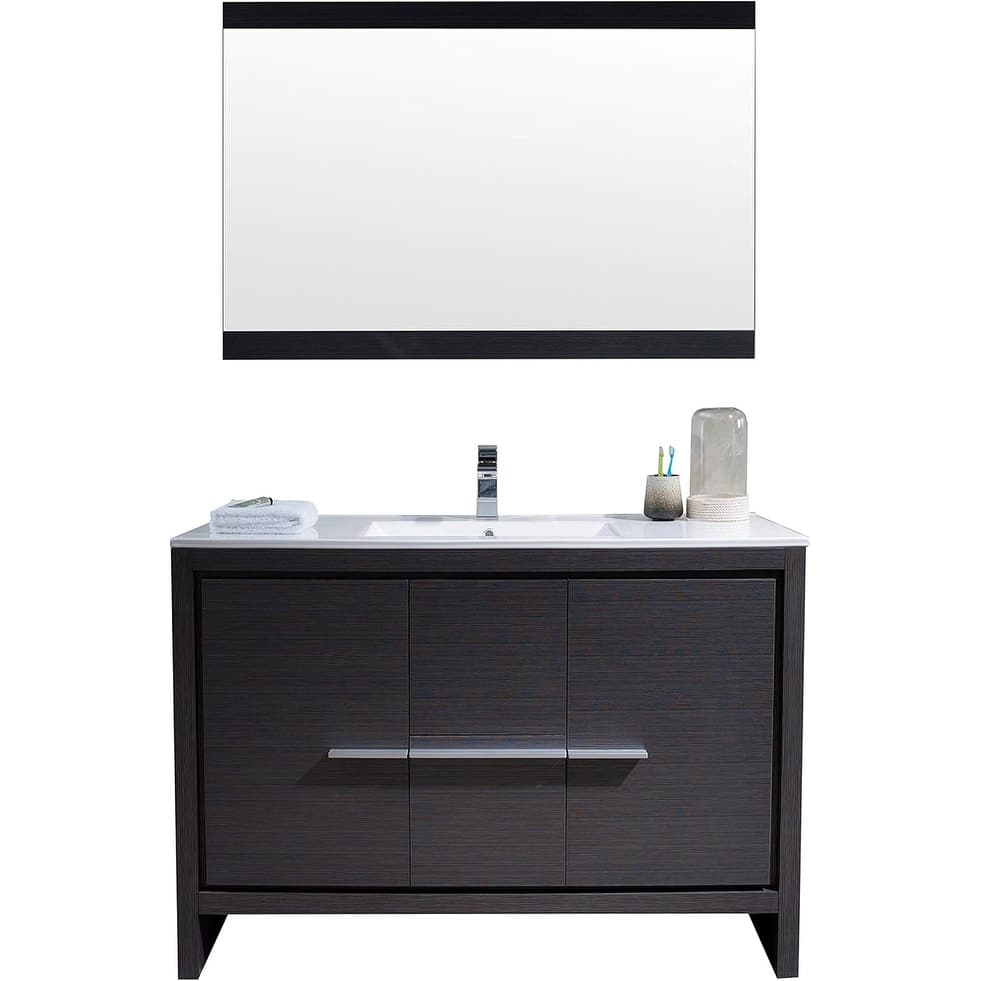Blossom 48-Inch Bathroom Vanity Set with Ceramic Sink and Mirror Combo