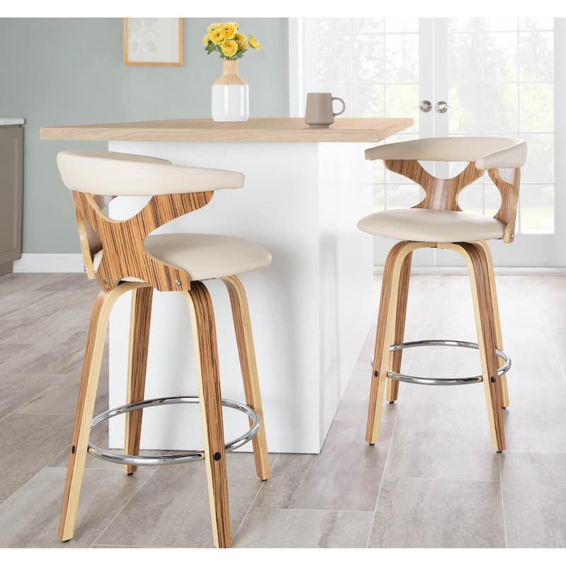 Carson Carrington Viby Fixed-Height Counter Stool with Bent Wood Legs & Round Footrest (Set of 2)